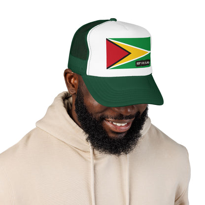 Guyana Flag Foam Trucker Hat | Guyanese Pride Snapback Cap | Rep Ya Flag