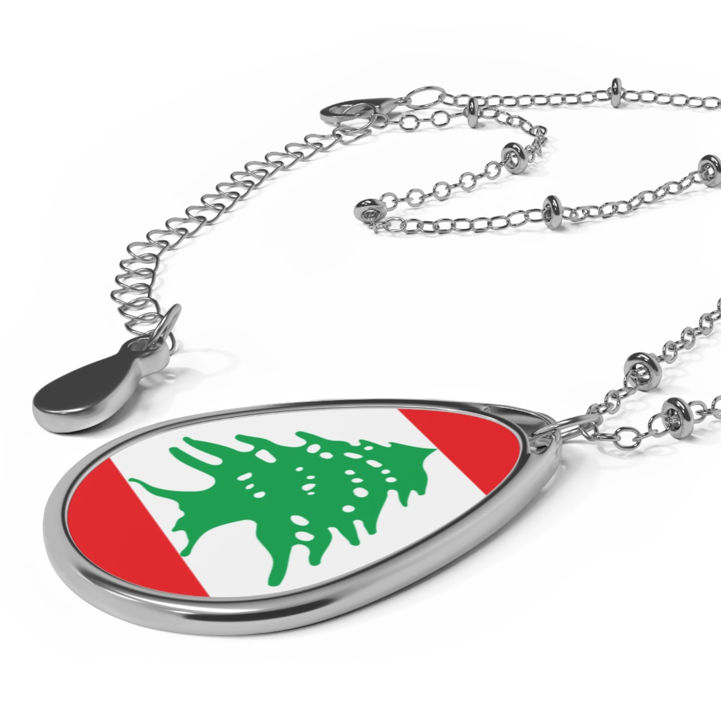 Lebanon Flag Oval Necklace | Lebanese Heritage Pendant | Rep Ya Flag