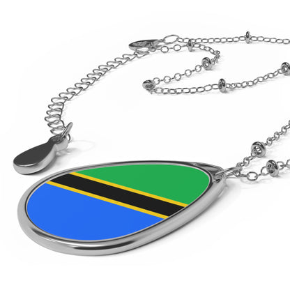 Tanzania Flag Oval Necklace