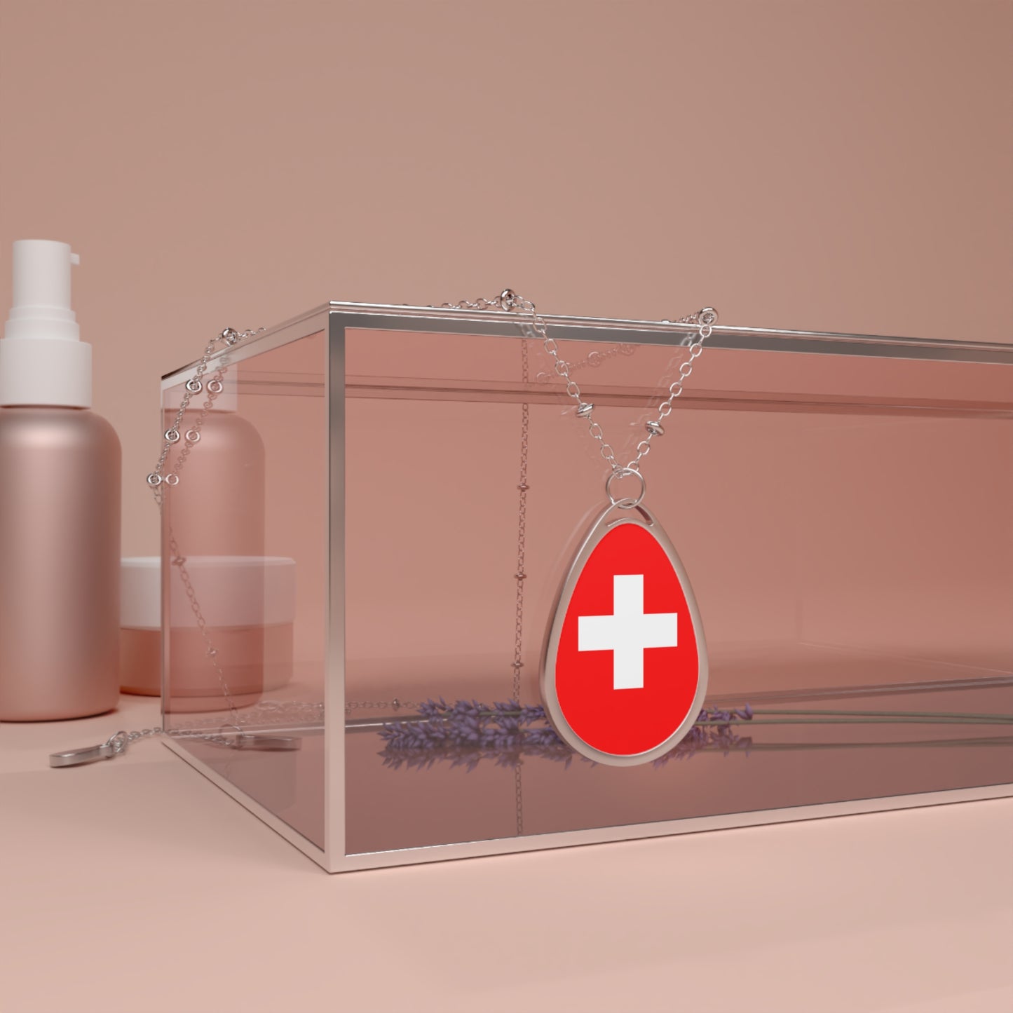 Switzerland Flag Oval Necklace