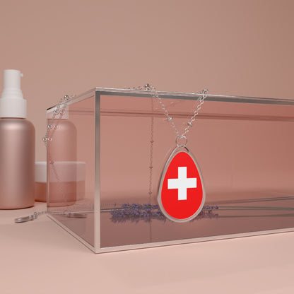 Switzerland Flag Oval Necklace