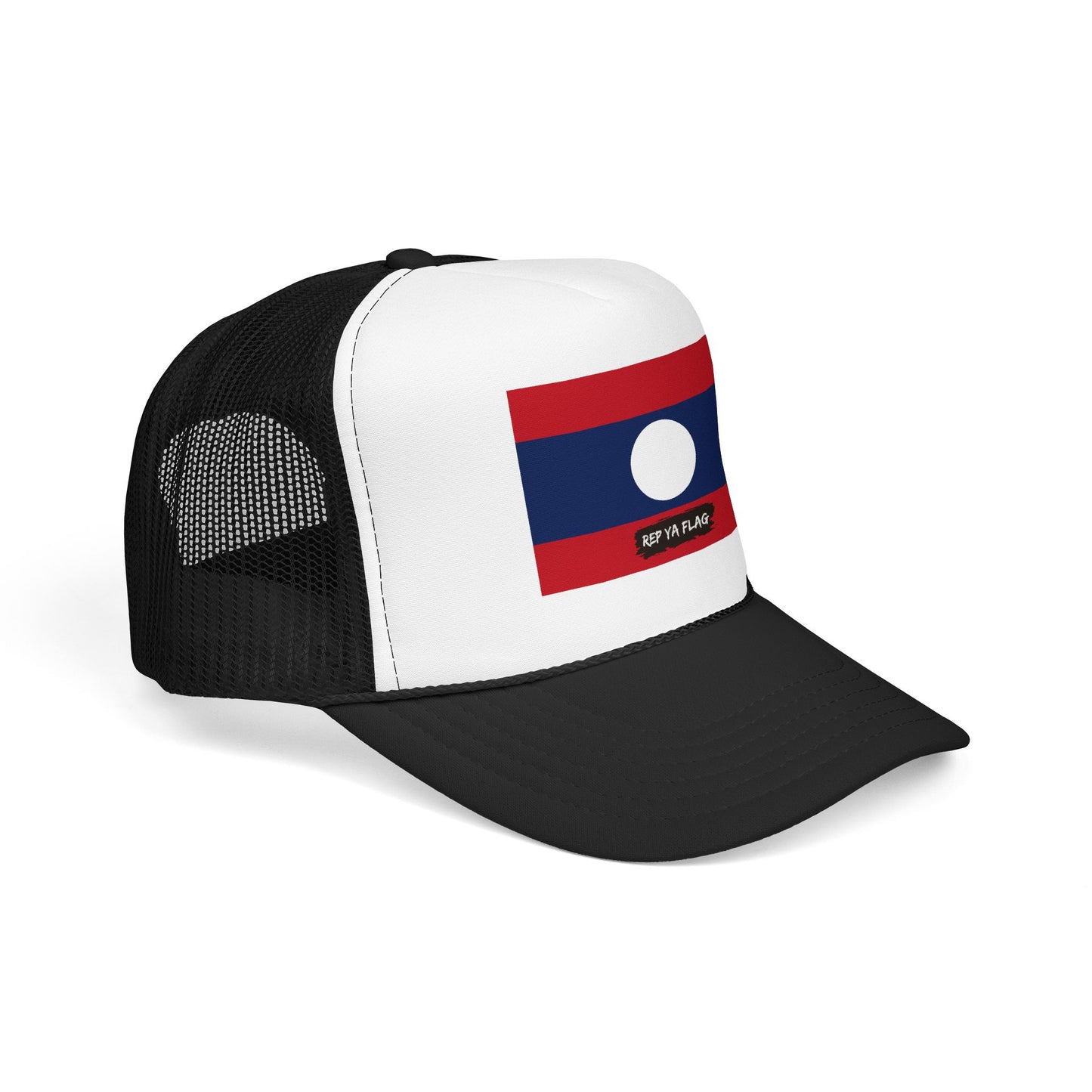 Laos Flag Foam Trucker Hat | Laotian Pride Snapback Cap | Rep Ya Flag