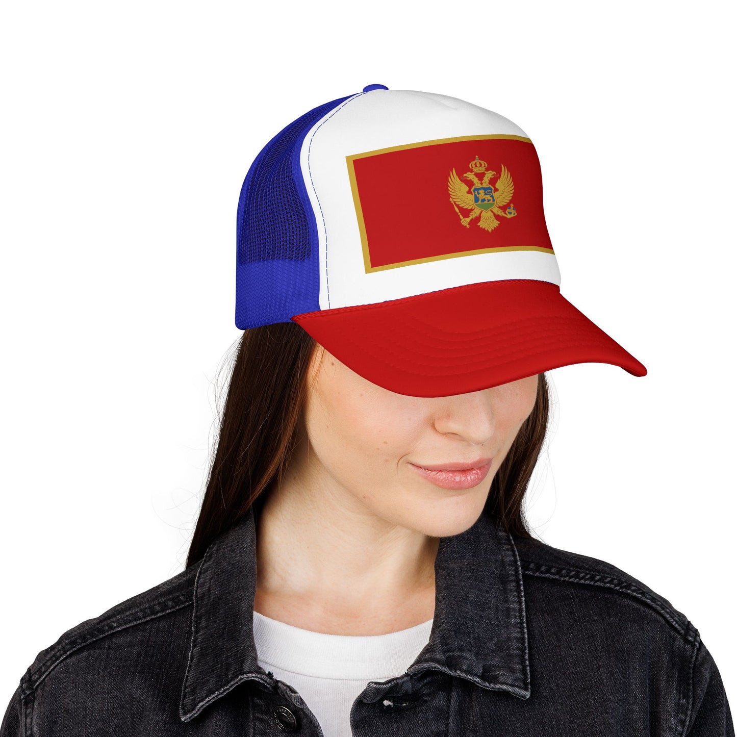 Montenegro Flag Foam Trucker Hat | Montenegrin Pride Snapback Cap | Rep Ya Flag