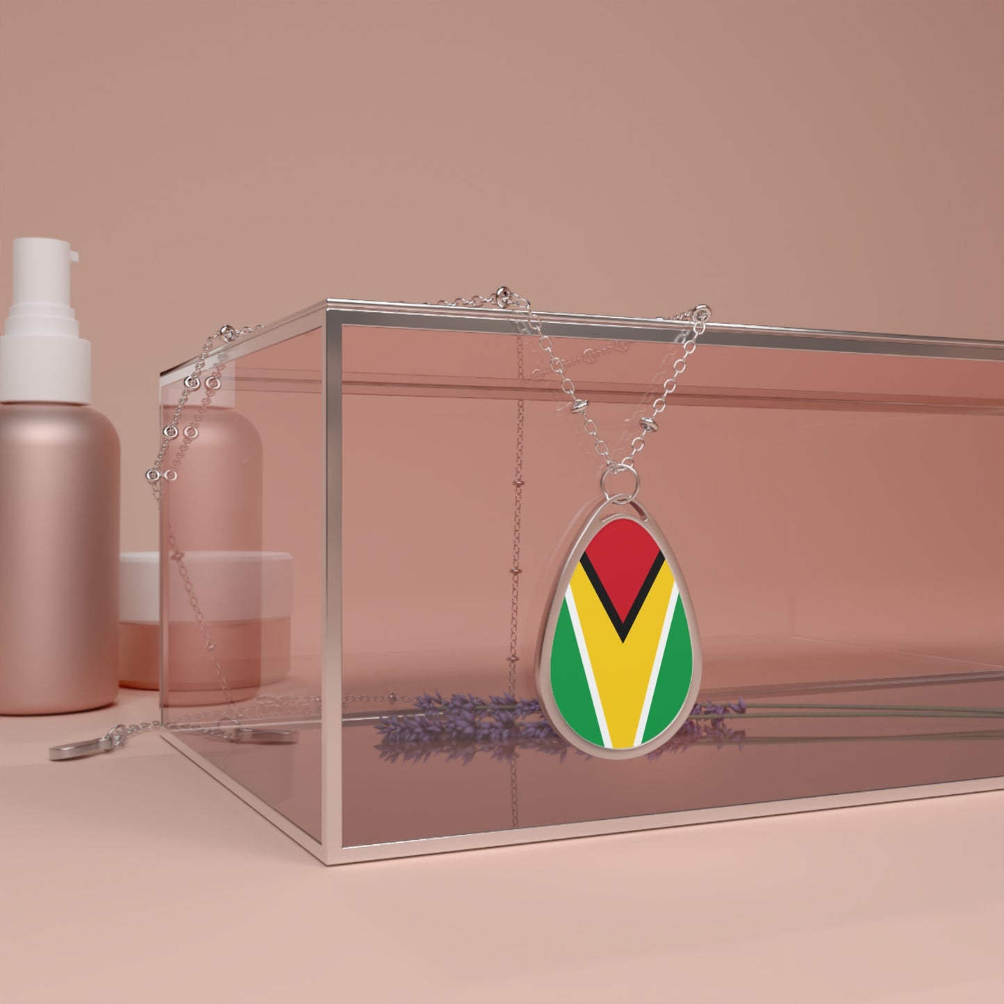 Guyana Flag Oval Necklace | Guyanese Heritage Pendant | Rep Ya Flag