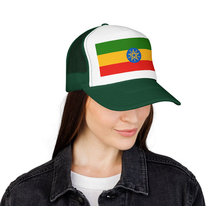 Ethiopia Flag Foam Trucker Hat | Ethiopian Pride Snapback Cap | Rep Ya Flag