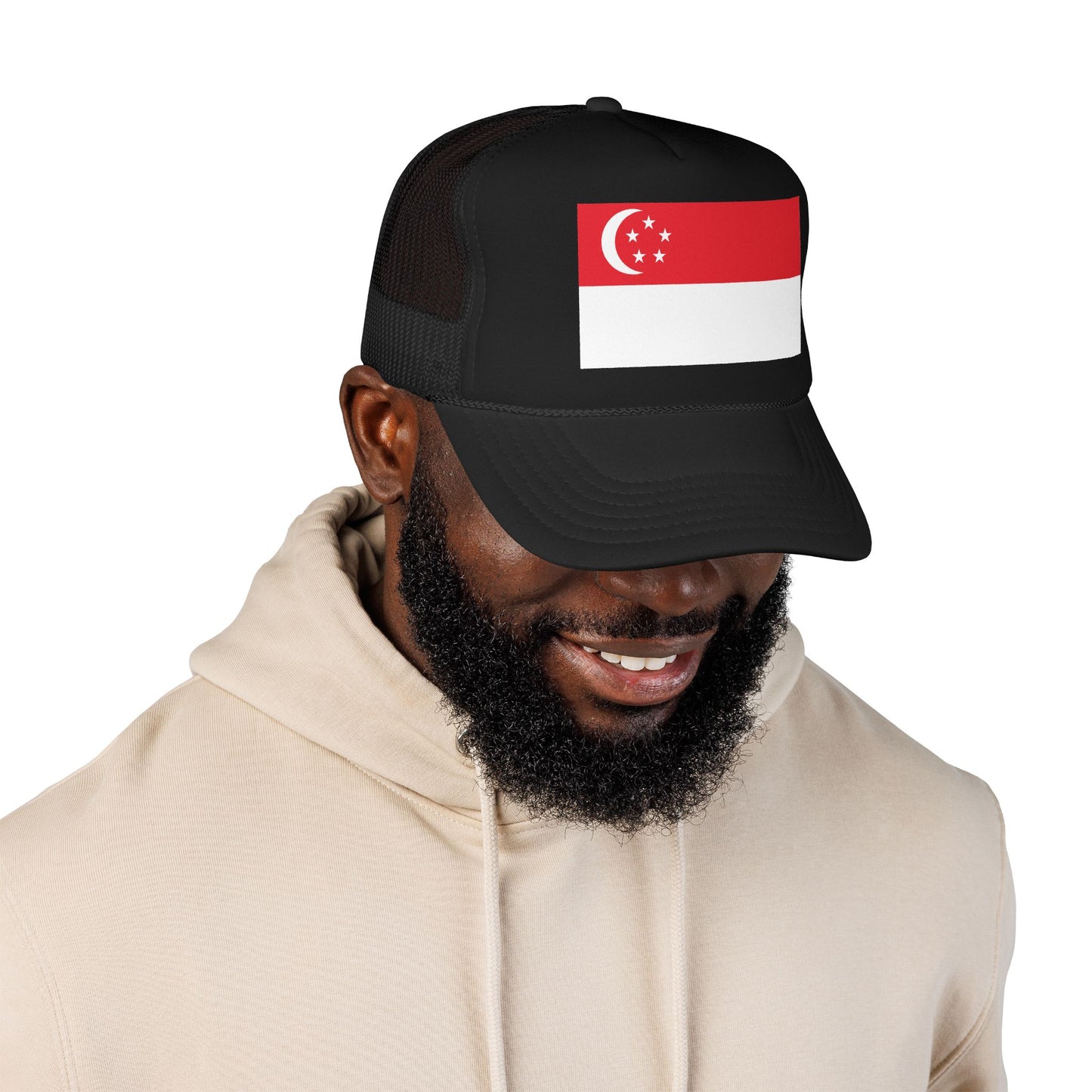 Singapore Flag Foam Trucker Hat | Singaporean Pride Snapback Cap | Rep Ya Flag
