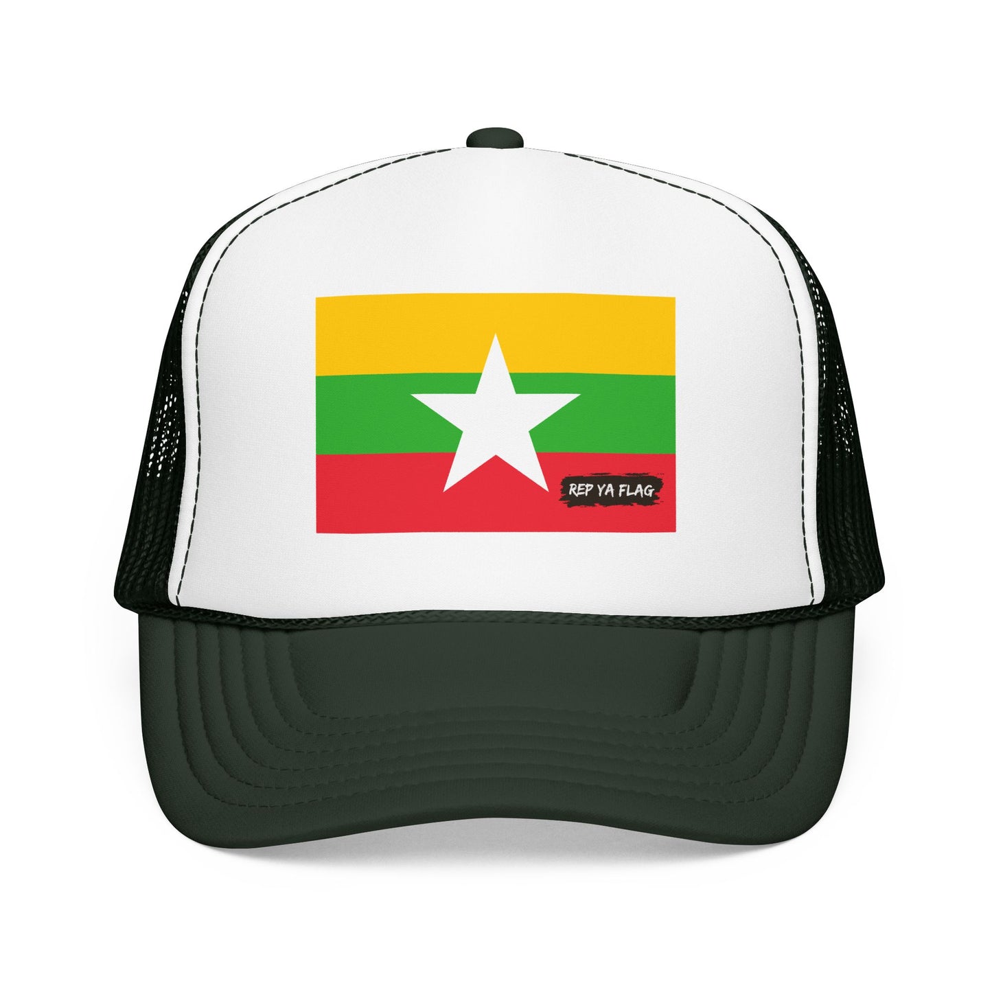 Myanmar Flag Foam Trucker Hat | Burmese Pride Snapback Cap | Rep Ya Flag