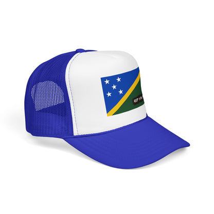 Solomon Islands Flag Foam Trucker Hat | Solomon Islander Pride Snapback Cap | Rep Ya Flag