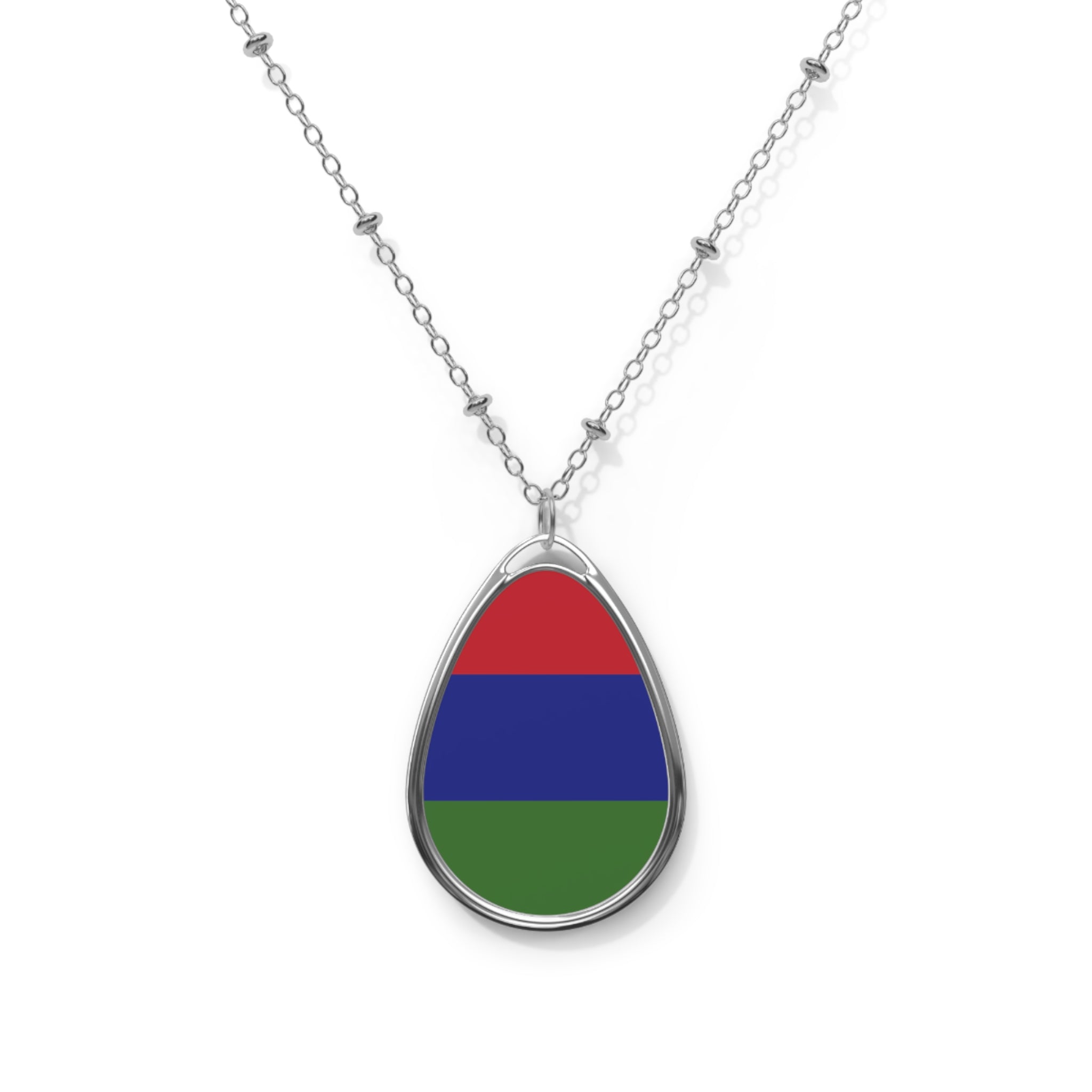 Gambia Flag Oval Necklace | Gambian Heritage Pendant | Rep Ya Flag