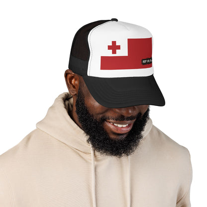 Tonga Flag Foam Trucker Hat | Rep Ya Flag design
