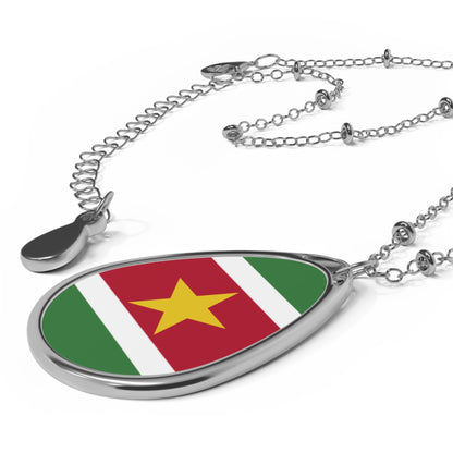 Suriname Flag Oval Necklace