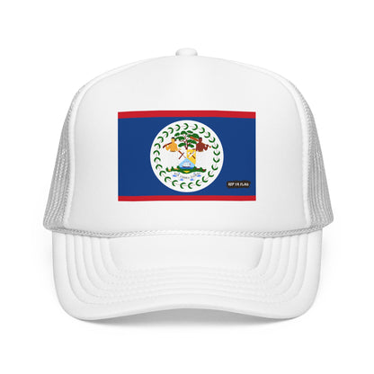 Belize Flag Foam Trucker Hat | Belizean Pride Snapback Cap | Rep Ya Flag