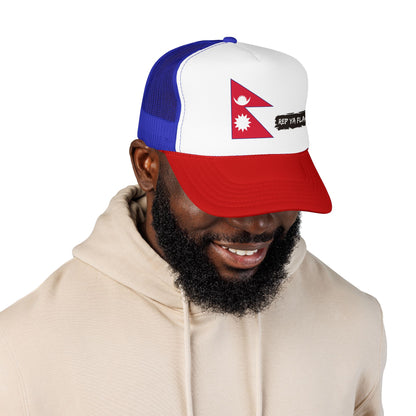 Nepal Flag Foam Trucker Hat | Nepali Pride Snapback Cap | Rep Ya Flag