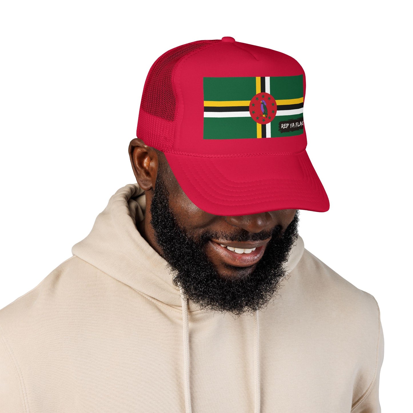 Dominica Flag Foam Trucker Hat | Dominican Pride Snapback Cap | Rep Ya Flag