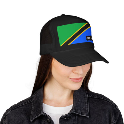 Tanzania Flag Foam Trucker Hat | Rep Ya Flag design