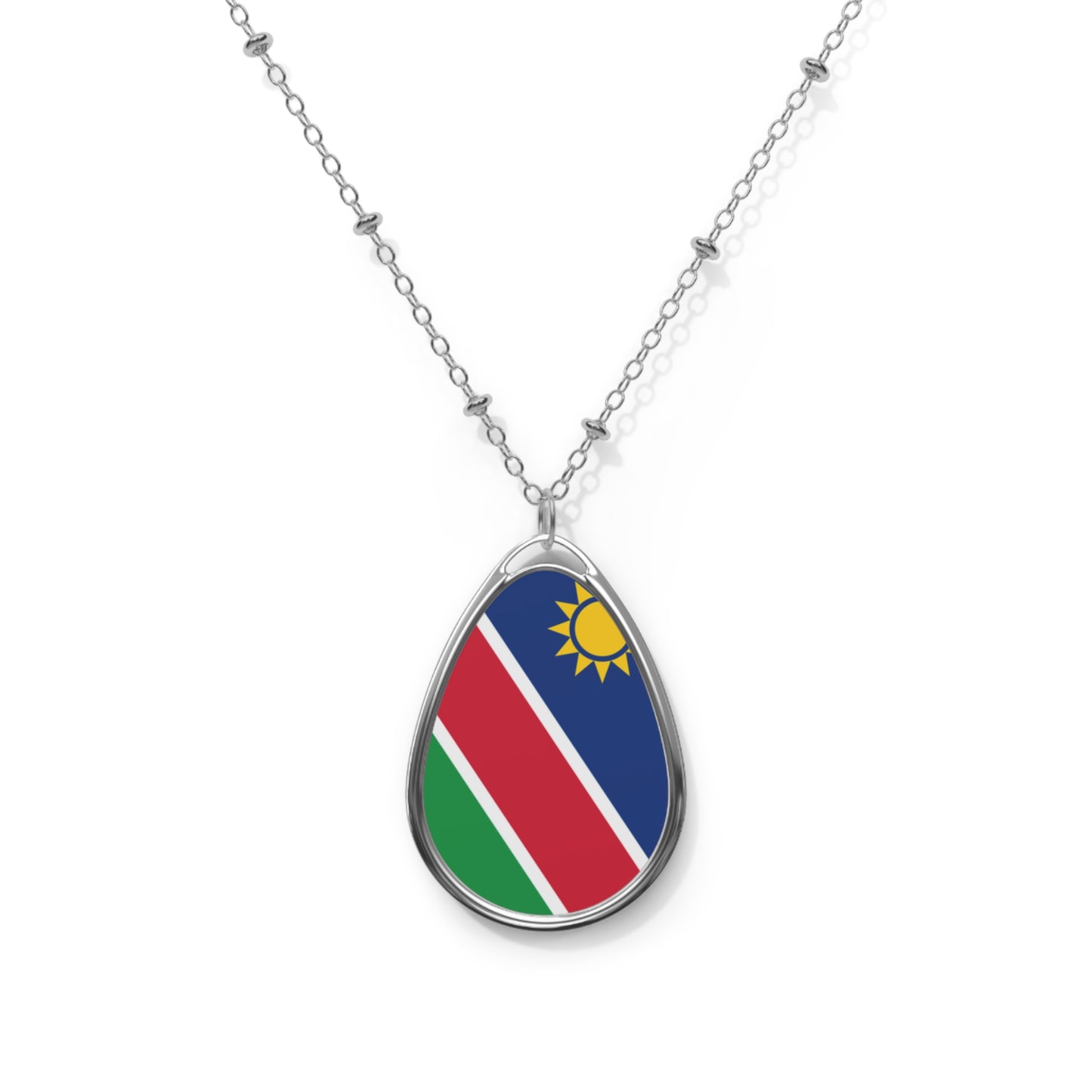 Namibia Flag Oval Necklace | Namibian Flag Pendant | Heritage Jewelry | Cultural Gift | Rep Ya Flag