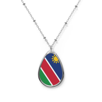Namibia Flag Oval Necklace | Namibian Flag Pendant | Heritage Jewelry | Cultural Gift | Rep Ya Flag