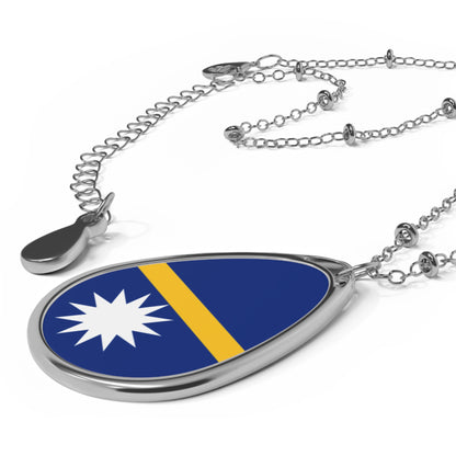 Nauru Flag Oval Necklace | Nauruan Flag Pendant | Heritage Jewelry | Cultural Gift | Rep Ya Flag