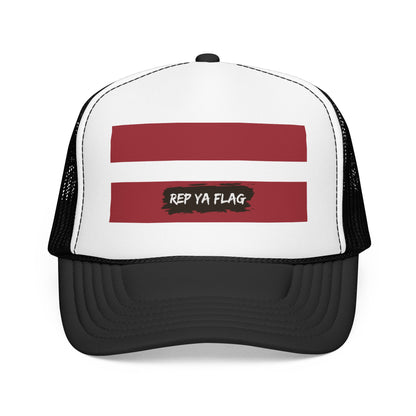 Latvia Flag Foam Trucker Hat | Latvian Pride Snapback Cap | Rep Ya Flag