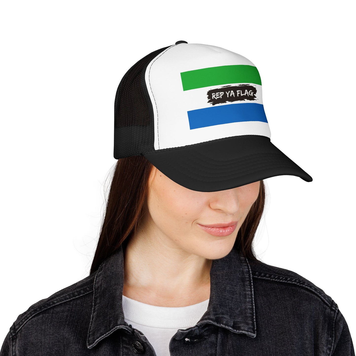Sierra Leone Flag Foam Trucker Hat | Sierra Leonean Pride Snapback Cap | Rep Ya Flag