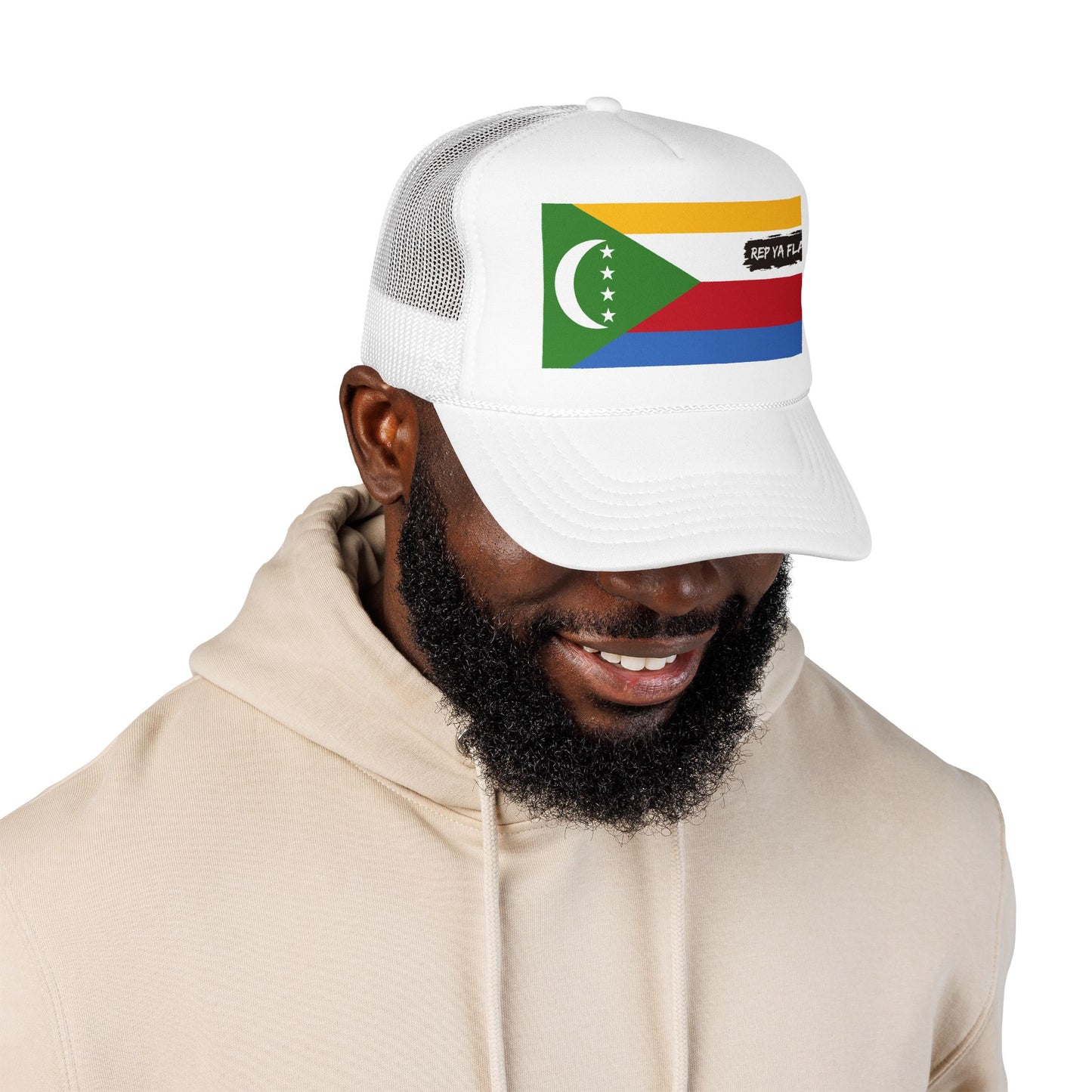 Comoros Flag Foam Trucker Hat | Comorian Pride Snapback Cap | Rep Ya Flag