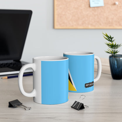Saint Lucia Flag Coffee Tea Mug 11oz 15oz | Rep Ya Flag Ceramic Mug
