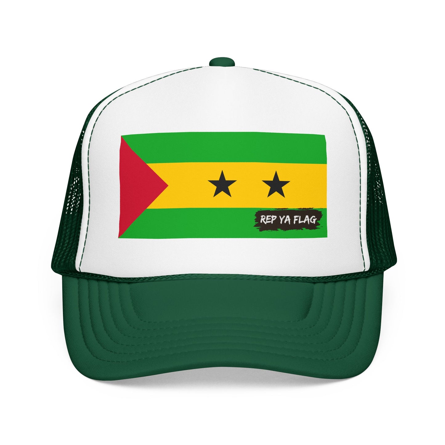 São Tomé and Príncipe Flag Foam Trucker Hat | São Toméan Pride Snapback Cap | Rep Ya Flag