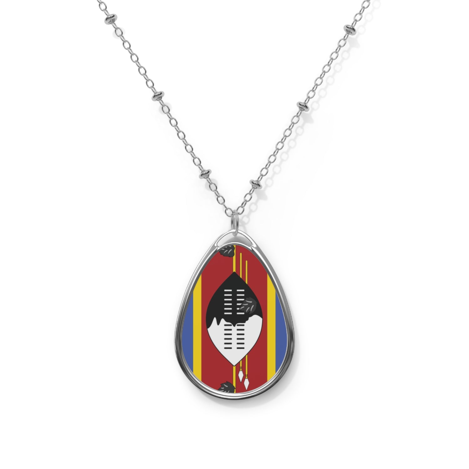 Eswatini Flag Oval Necklace | Swazi Heritage Pendant | Rep Ya Flag