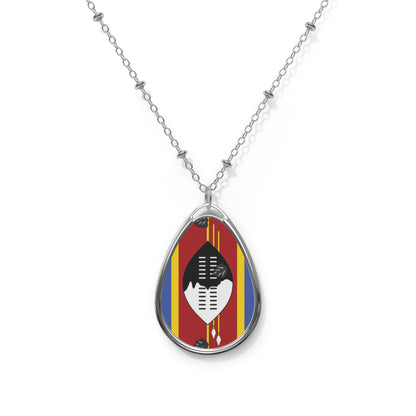 Eswatini Flag Oval Necklace | Swazi Heritage Pendant | Rep Ya Flag