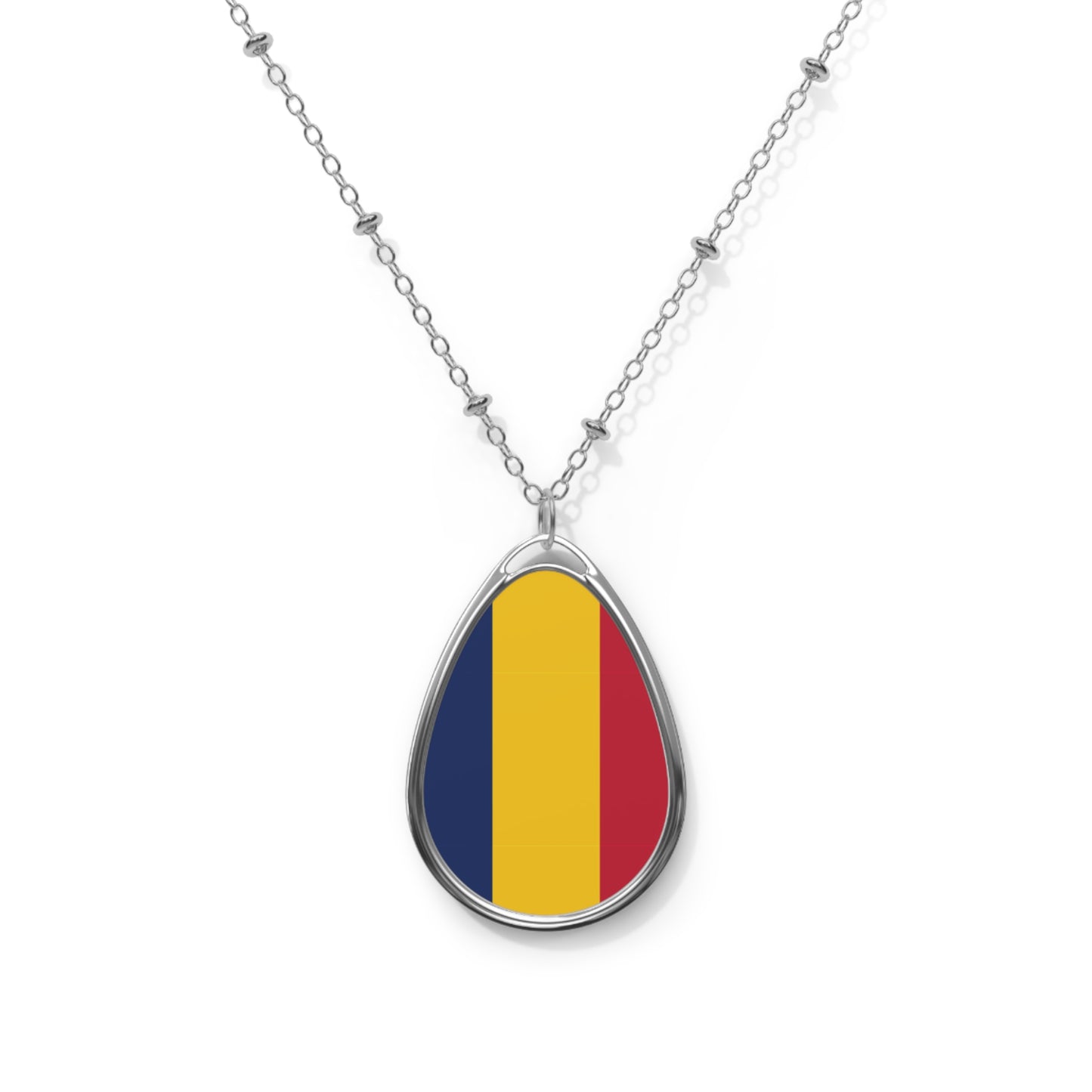 Chad Flag Oval Necklace | Chadian Heritage Jewelry | Rep Ya Flag