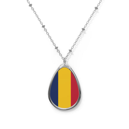 Chad Flag Oval Necklace | Chadian Heritage Jewelry | Rep Ya Flag