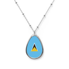 Saint Lucia Flag Oval Necklace | Saint Lucian Heritage Pendant | Rep Ya Flag