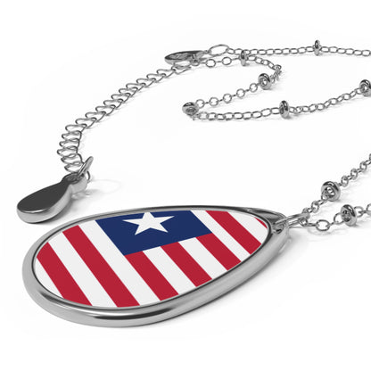 Liberia Flag Oval Necklace | Liberian Heritage Pendant | Rep Ya Flag