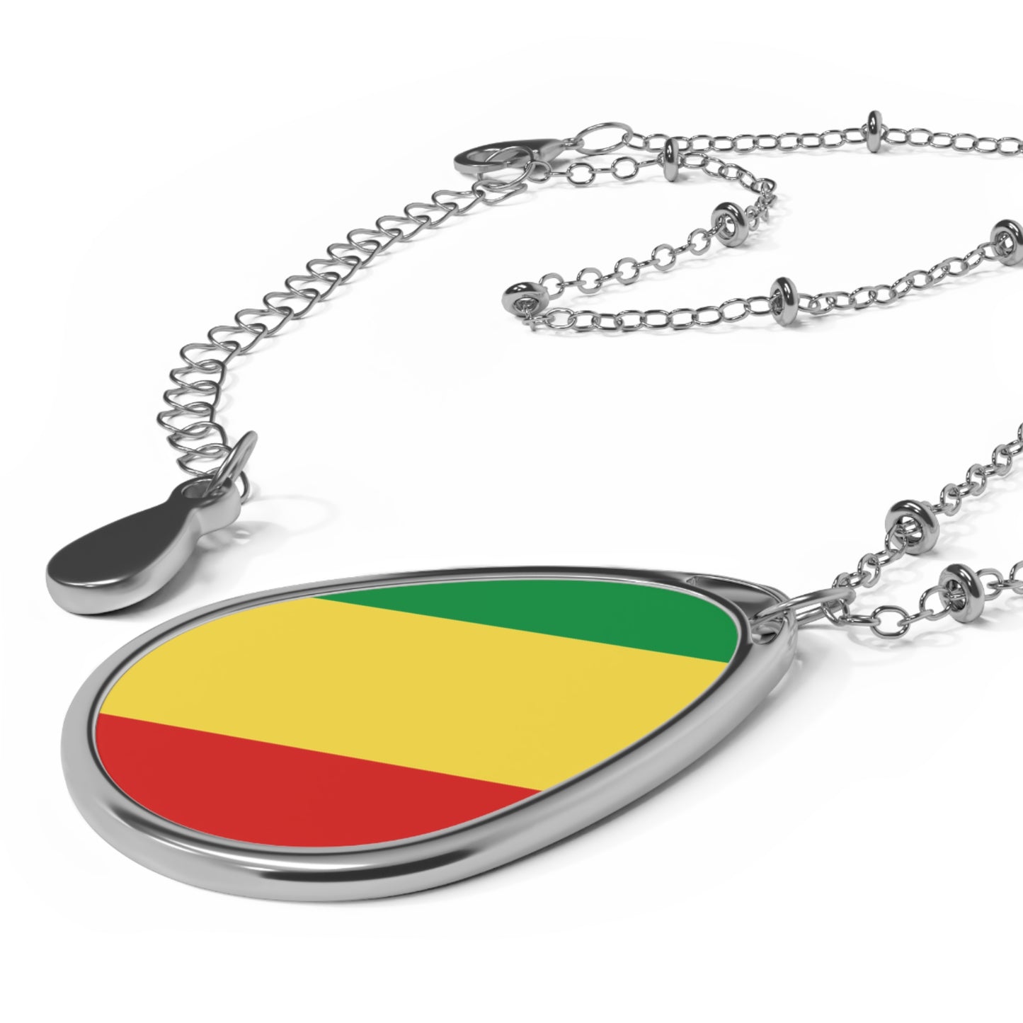 Republic of the Congo Flag Oval Necklace | Congolese Heritage Pendant | Rep Ya Flag