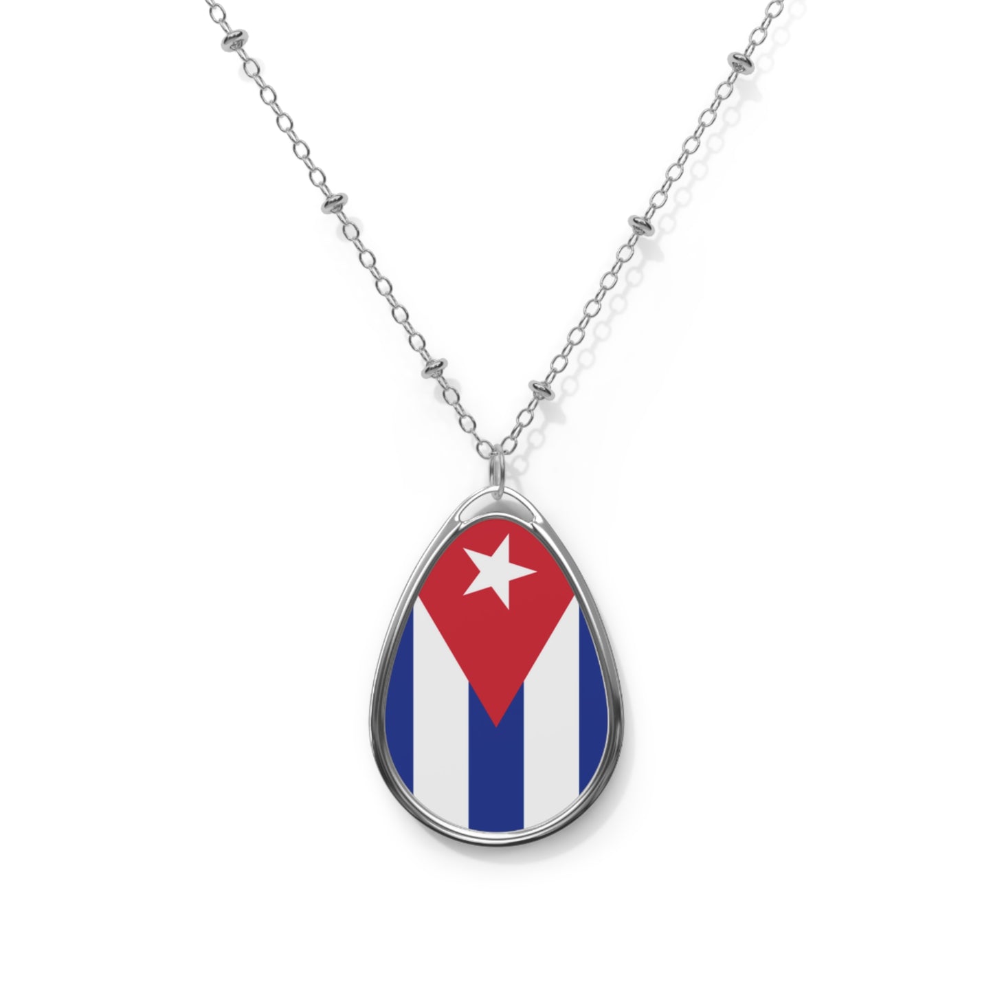 Cuba Flag Oval Necklace | Cuban Heritage Pendant | Rep Ya Flag