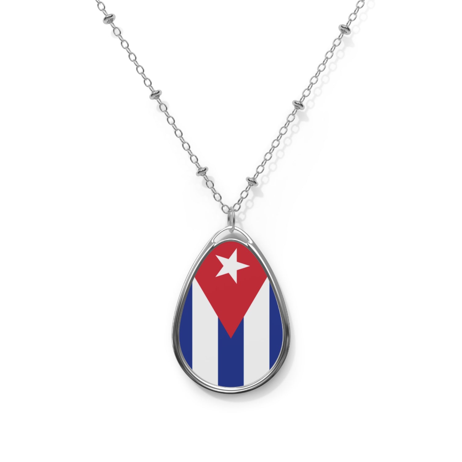 Cuba Flag Oval Necklace | Cuban Heritage Pendant | Rep Ya Flag