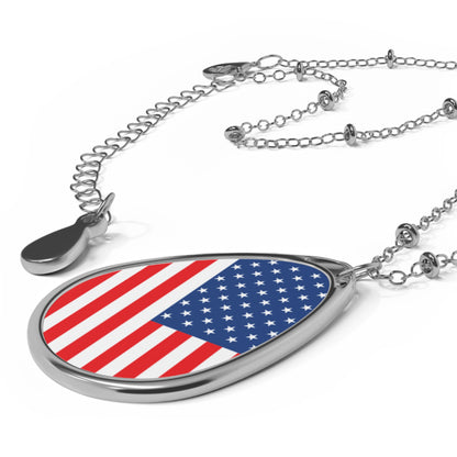United States of America Flag Oval Necklace