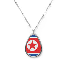 North Korea Flag Oval Necklace | North Korean Flag Pendant | Heritage Jewelry | Cultural Gift | Rep Ya Flag