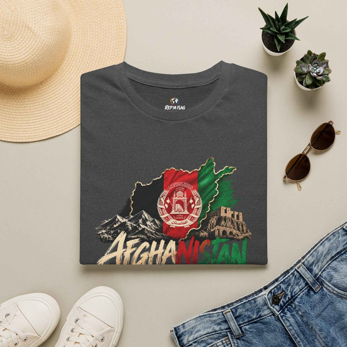 Afghanistan Map Flag T-Shirt — Vintage Afghan Emblem Tee