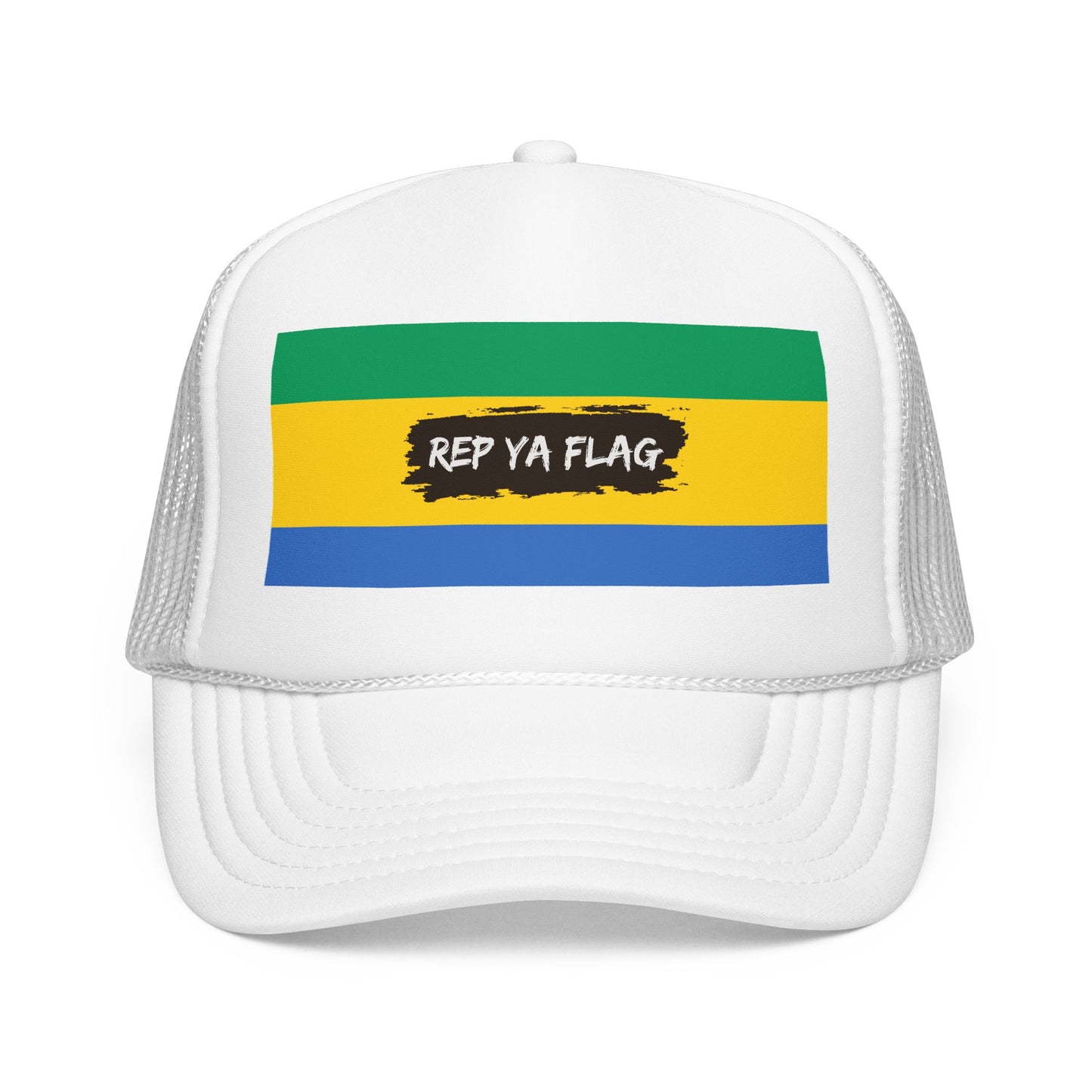 Gabon Flag Foam Trucker Hat | Gabonese Pride Snapback Cap | Rep Ya Flag