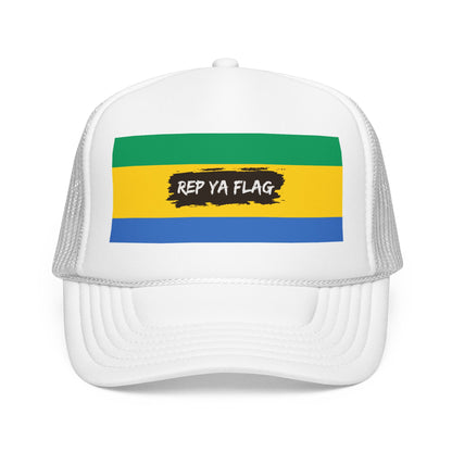 Gabon Flag Foam Trucker Hat | Gabonese Pride Snapback Cap | Rep Ya Flag