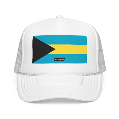 Bahamas Flag Foam Trucker Hat | Bahamian Pride Snapback Cap | Rep Ya Flag