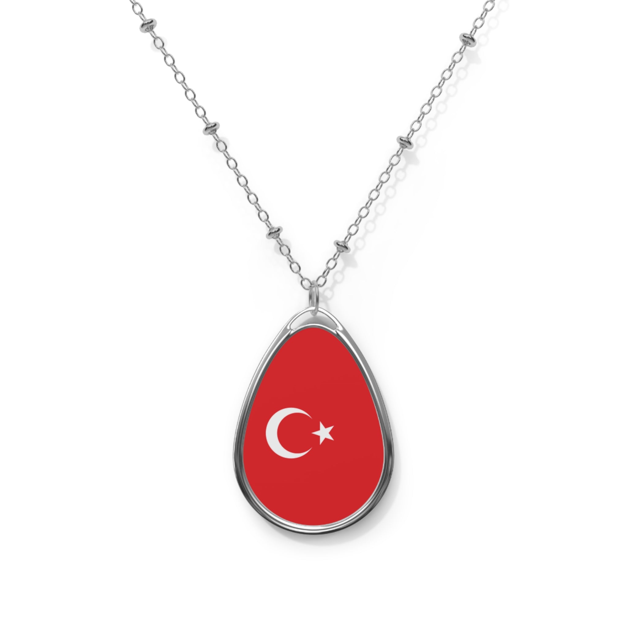 Turkey Flag Oval Necklace
