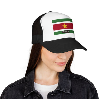 Suriname Flag Foam Trucker Hat | Rep Ya Flag design