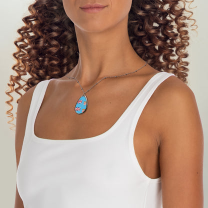 Fiji Flag Oval Necklace | Fijian Heritage Pendant | Rep Ya Flag