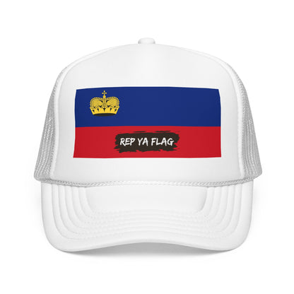 Liechtenstein Flag Foam Trucker Hat | Liechtensteiner Pride Snapback Cap | Rep Ya Flag