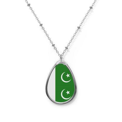 Pakistan Flag Oval Necklace | Pakistani Heritage Pendant | Rep Ya Flag