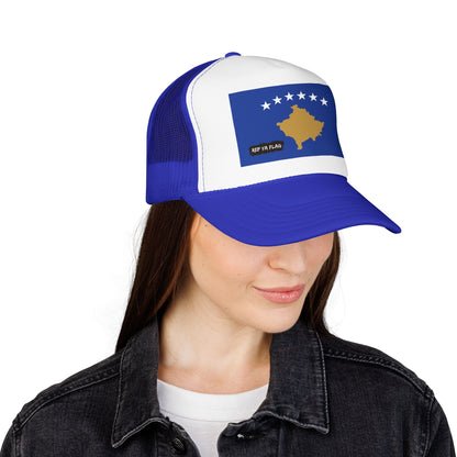 Kosovo Flag Foam Trucker Hat | Kosovar Pride Snapback Cap | Rep Ya Flag