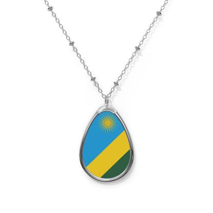 Rwanda Flag Oval Necklace | Rwandan Heritage Pendant | Rep Ya Flag