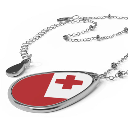 Tonga Flag Oval Necklace